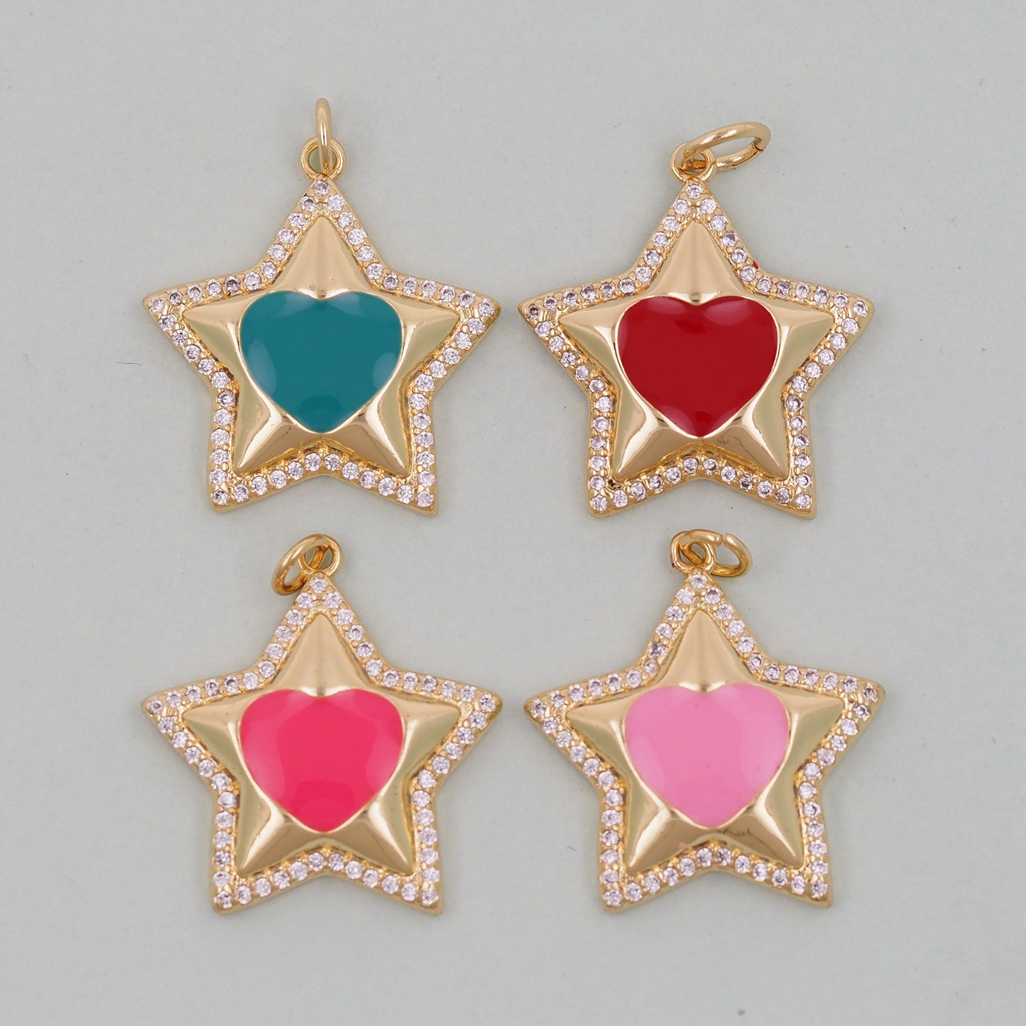 18K Gold Filled Star Pendant,Enamel Star Charm Bracelet Necklace for DIY Jewelry Making Supply