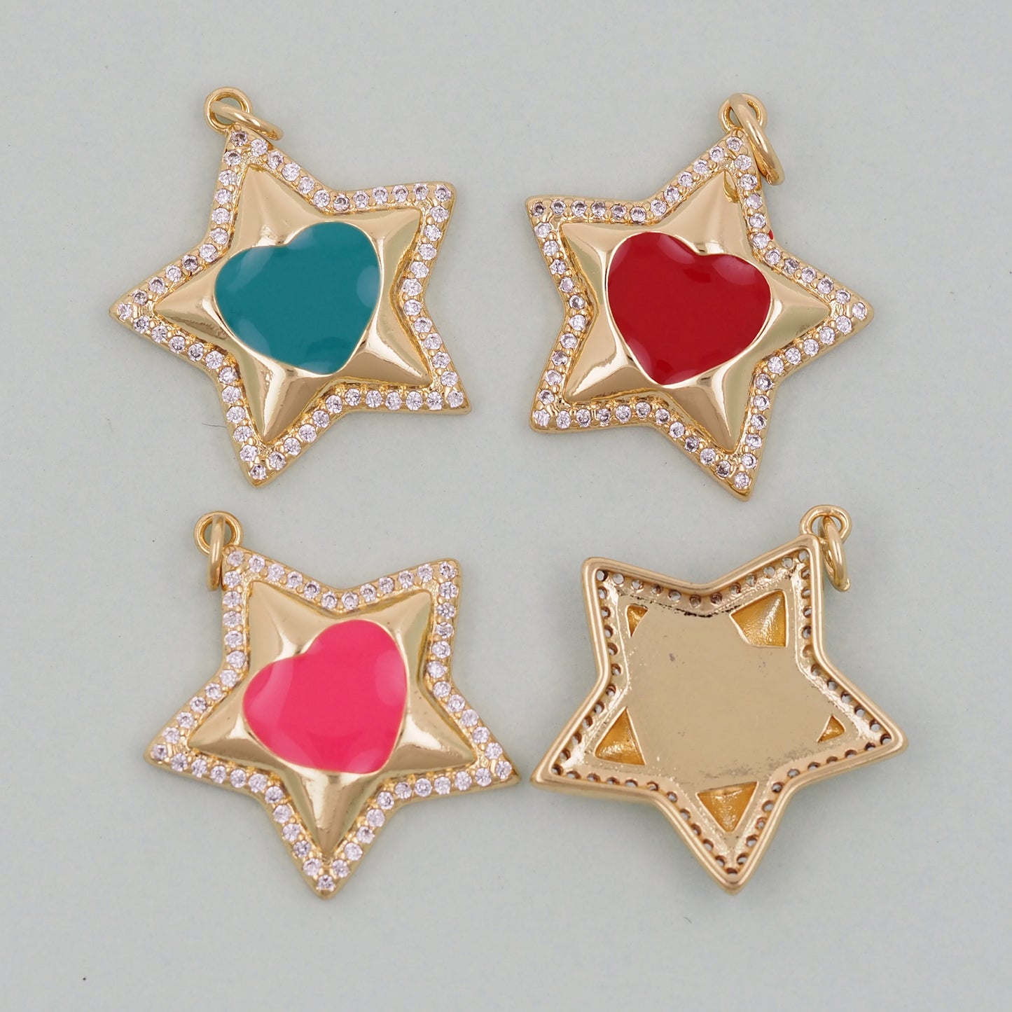 18K Gold Filled Star Pendant,Enamel Star Charm Bracelet Necklace for DIY Jewelry Making Supply