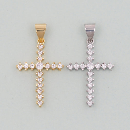 Gold Cross Charms,18K Gold Filled Cross Pendant,Cross Charm Bracelet Necklace for DIY Jewelry Making Supply