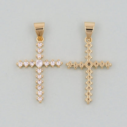 Gold Cross Charms,18K Gold Filled Cross Pendant,Cross Charm Bracelet Necklace for DIY Jewelry Making Supply