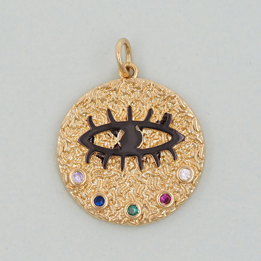 Gold Evil Eye Charms,18K Gold Filled Evil Eye Pendant,Evil Eye Charm Bracelet Necklace for DIY Jewelry Making Supply