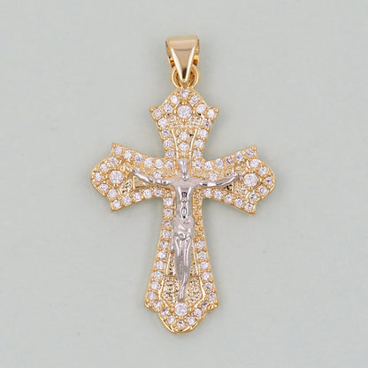 18K Gold Filled Cross Pendant,Cross Charm Bracelet Necklace for DIY Jewelry Making Supply