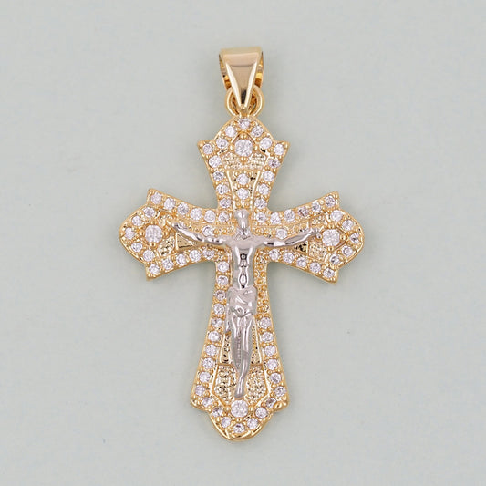 18K Gold Filled Cross Pendant,Cross Charm Bracelet Necklace for DIY Jewelry Making Supply