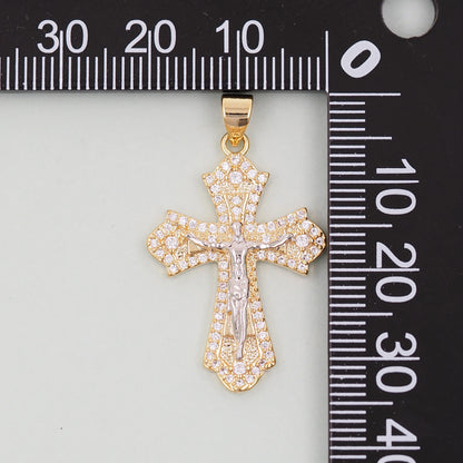 18K Gold Filled Cross Pendant,Cross Charm Bracelet Necklace for DIY Jewelry Making Supply