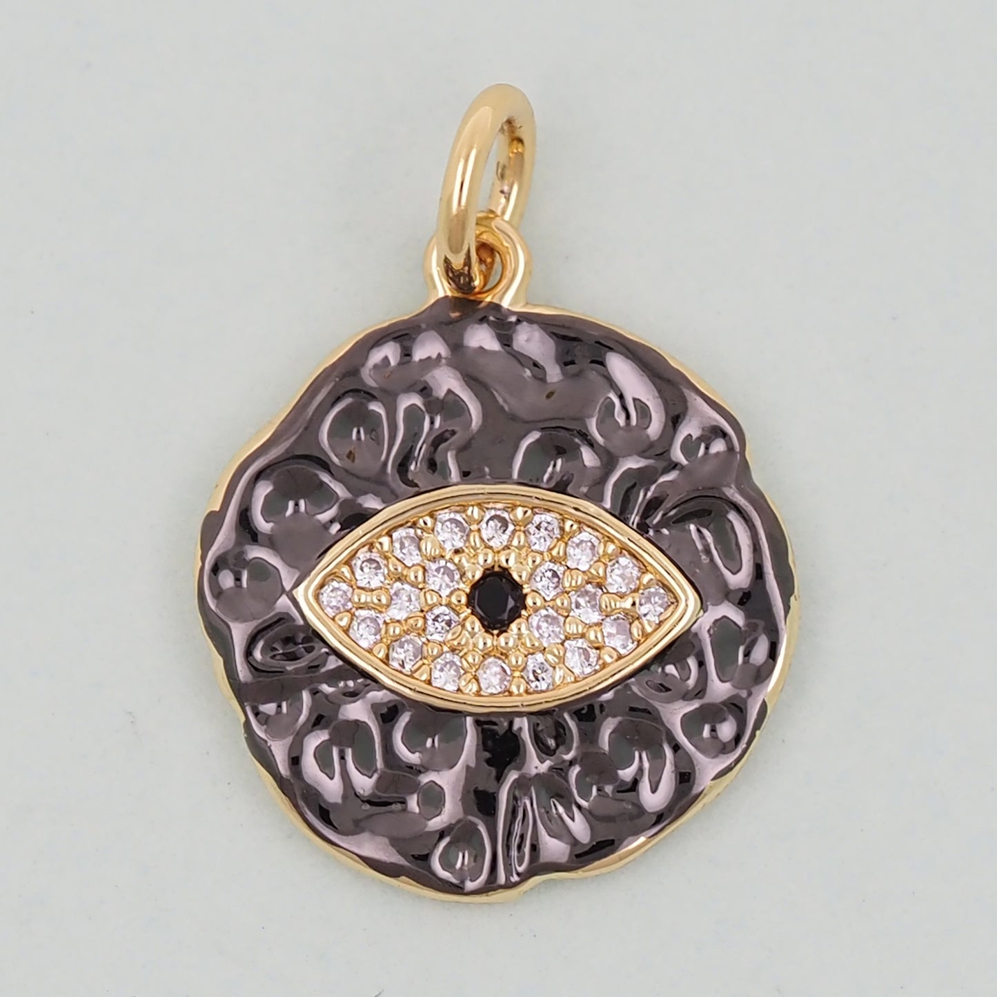 18K Gold Filled Evil Eye Pendant,Evil Eye Charm Bracelet Necklace for DIY Jewelry Making Supply