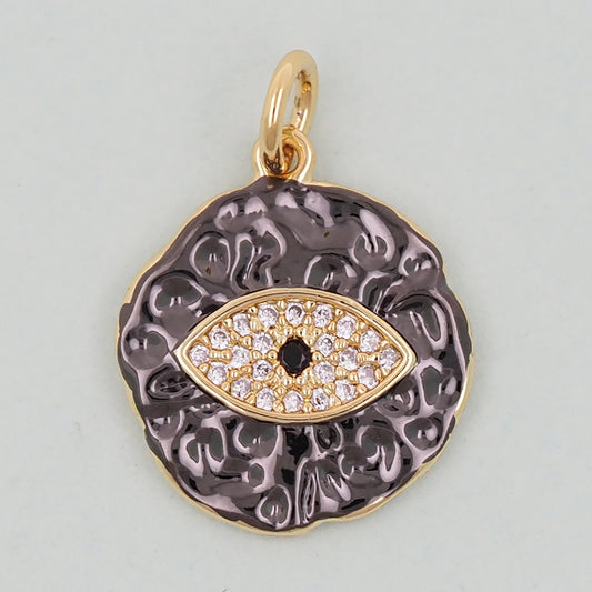 18K Gold Filled Evil Eye Pendant,Evil Eye Charm Bracelet Necklace for DIY Jewelry Making Supply