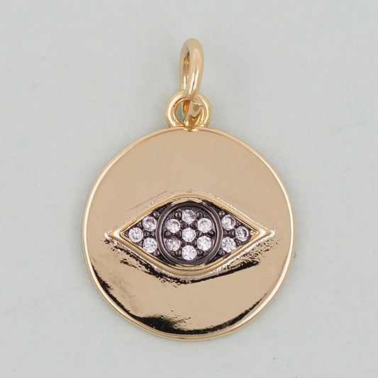 18K Gold Filled Evil Eye Pendant,Evil Eye Charm Bracelet Necklace for DIY Jewelry Making Supply