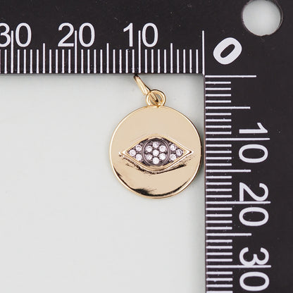 18K Gold Filled Evil Eye Pendant,Evil Eye Charm Bracelet Necklace for DIY Jewelry Making Supply