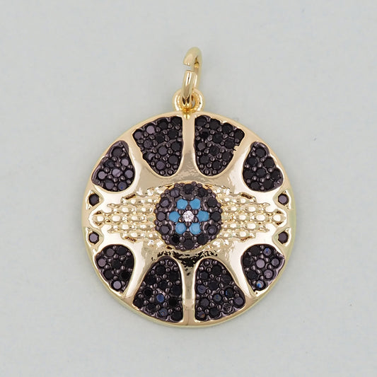 18K Gold Filled Evil Eye Pendant,Evil Eye Charm Bracelet Necklace for DIY Jewelry Making Supply