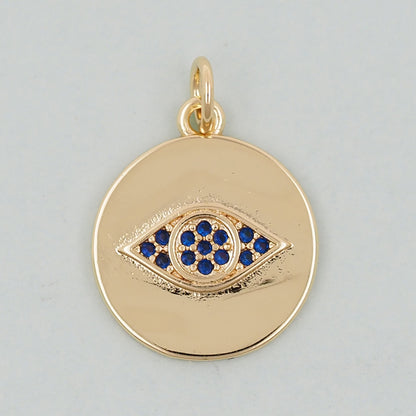 18K Gold Filled Evil Eye Pendant,Evil Eye Charm Bracelet Necklace for DIY Jewelry Making Supply