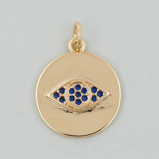 18K Gold Filled Evil Eye Pendant,Evil Eye Charm Bracelet Necklace for DIY Jewelry Making Supply