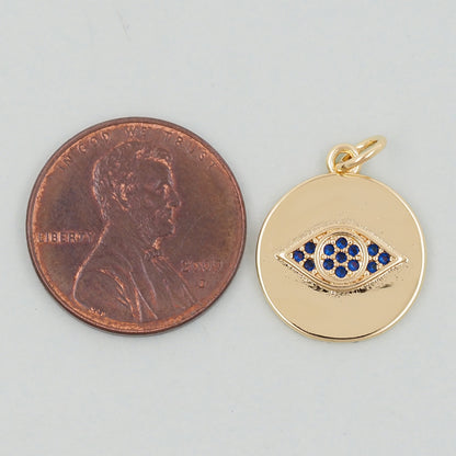 18K Gold Filled Evil Eye Pendant,Evil Eye Charm Bracelet Necklace for DIY Jewelry Making Supply