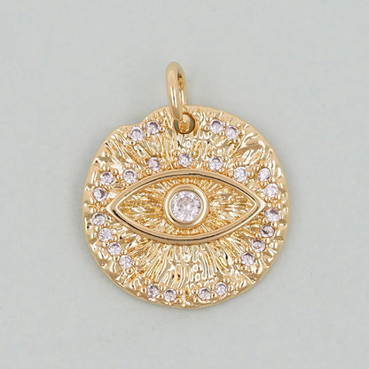 18K Gold Filled Evil Eye Pendant,Evil Eye Charm Bracelet Necklace for DIY Jewelry Making Supply