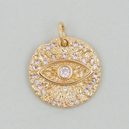 18K Gold Filled Evil Eye Pendant,Evil Eye Charm Bracelet Necklace for DIY Jewelry Making Supply