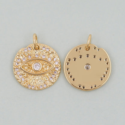 18K Gold Filled Evil Eye Pendant,Evil Eye Charm Bracelet Necklace for DIY Jewelry Making Supply