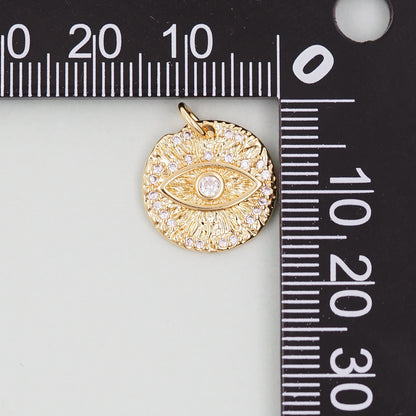 18K Gold Filled Evil Eye Pendant,Evil Eye Charm Bracelet Necklace for DIY Jewelry Making Supply