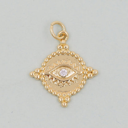 18K Gold Filled Evil Eye Pendant,Evil Eye Charm Bracelet Necklace for DIY Jewelry Making Supply