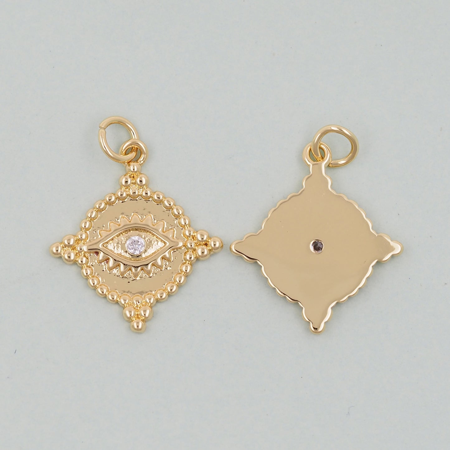 18K Gold Filled Evil Eye Pendant,Evil Eye Charm Bracelet Necklace for DIY Jewelry Making Supply