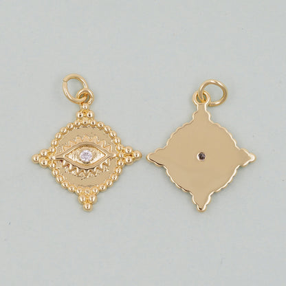 18K Gold Filled Evil Eye Pendant,Evil Eye Charm Bracelet Necklace for DIY Jewelry Making Supply