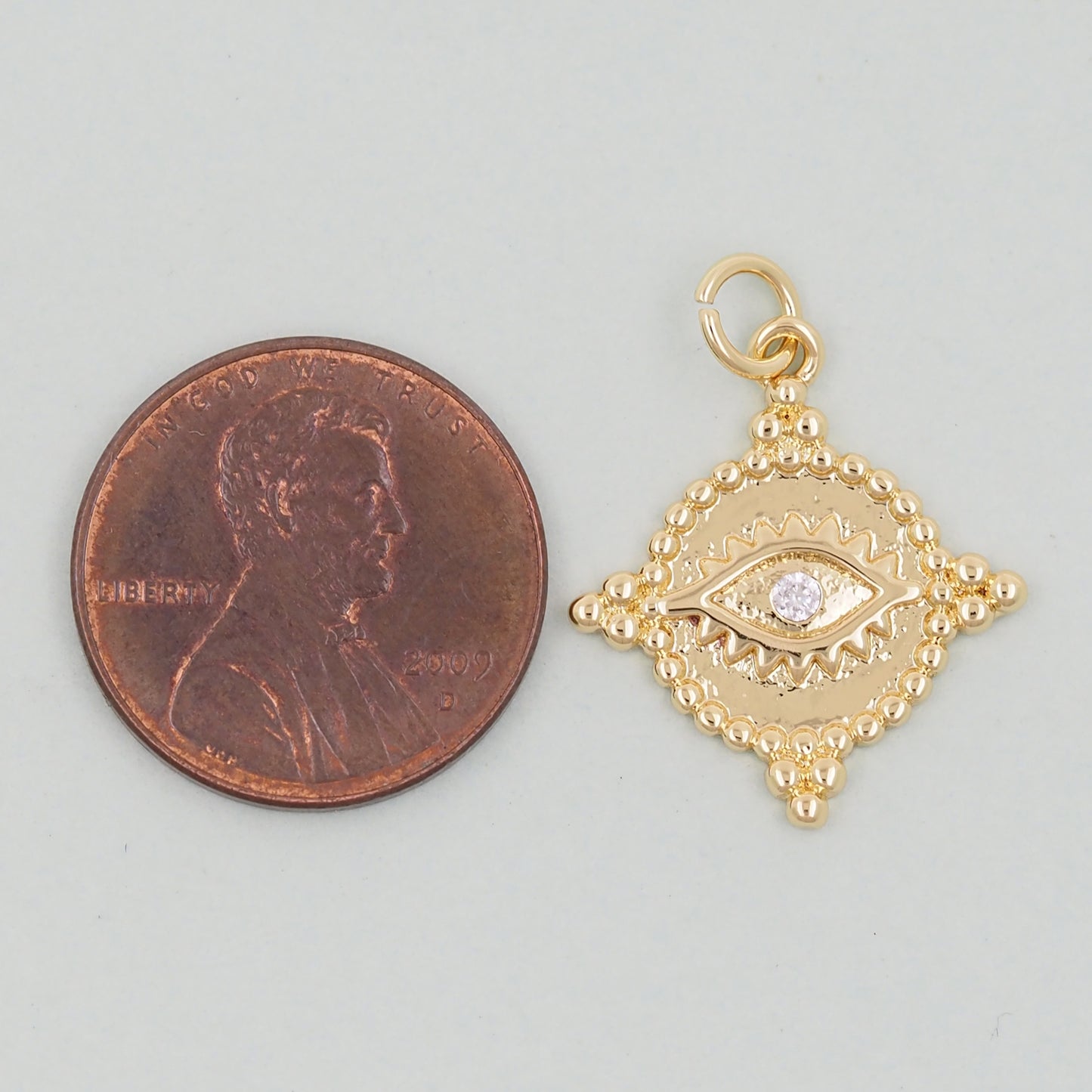 18K Gold Filled Evil Eye Pendant,Evil Eye Charm Bracelet Necklace for DIY Jewelry Making Supply