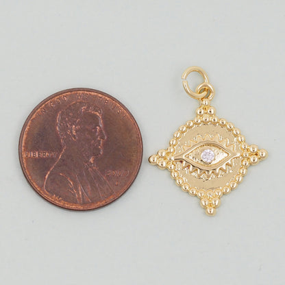 18K Gold Filled Evil Eye Pendant,Evil Eye Charm Bracelet Necklace for DIY Jewelry Making Supply