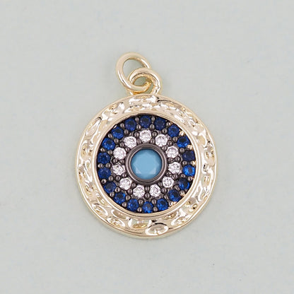 18K Gold Filled Evil Eye Pendant,Evil Eye Charm Bracelet Necklace for DIY Jewelry Making Supply