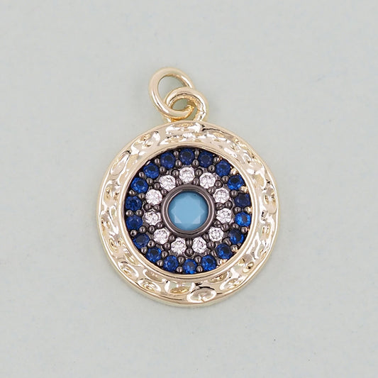 18K Gold Filled Evil Eye Pendant,Evil Eye Charm Bracelet Necklace for DIY Jewelry Making Supply