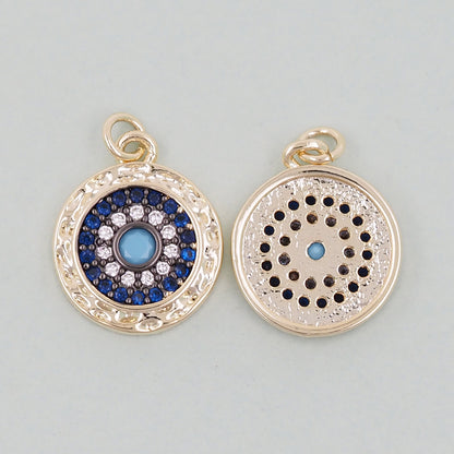 18K Gold Filled Evil Eye Pendant,Evil Eye Charm Bracelet Necklace for DIY Jewelry Making Supply