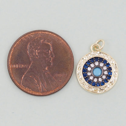 18K Gold Filled Evil Eye Pendant,Evil Eye Charm Bracelet Necklace for DIY Jewelry Making Supply