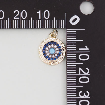 18K Gold Filled Evil Eye Pendant,Evil Eye Charm Bracelet Necklace for DIY Jewelry Making Supply
