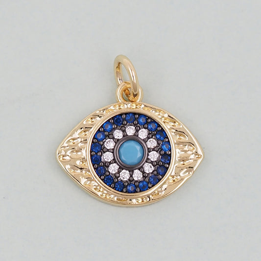 18K Gold Filled Evil Eye Pendant,Evil Eye Charm Bracelet Necklace for DIY Jewelry Making Supply