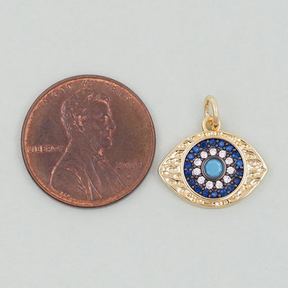 18K Gold Filled Evil Eye Pendant,Evil Eye Charm Bracelet Necklace for DIY Jewelry Making Supply