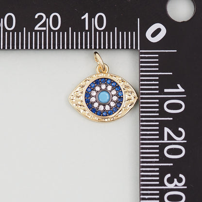 18K Gold Filled Evil Eye Pendant,Evil Eye Charm Bracelet Necklace for DIY Jewelry Making Supply