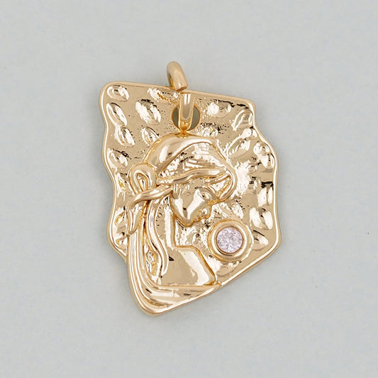 18K Gold Filled Geometric Pendant,Geometric Charm Bracelet Necklace for DIY Jewelry Making Supply