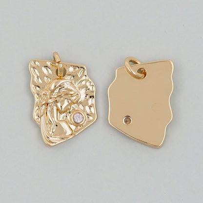 18K Gold Filled Geometric Pendant,Geometric Charm Bracelet Necklace for DIY Jewelry Making Supply