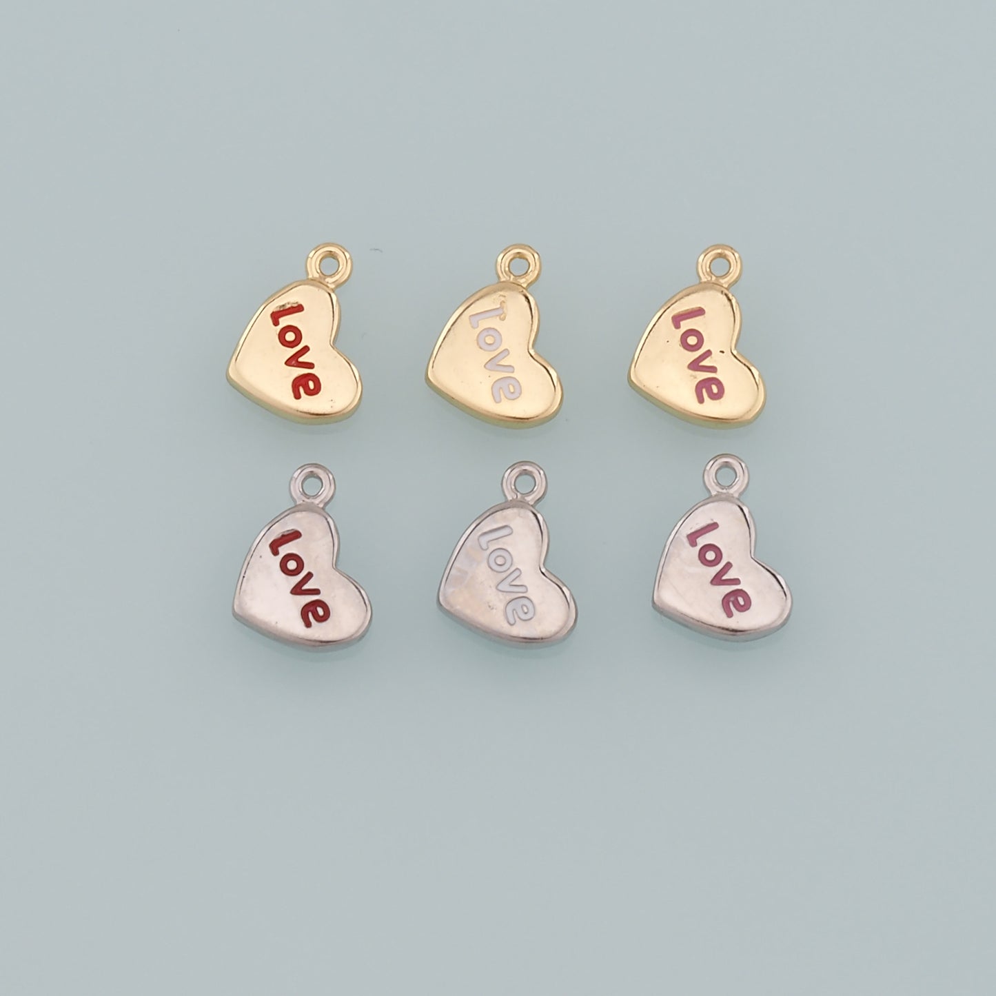 Gold Love Charms,18K Gold Filled Heart Pendant,Enmael Heart Charm Bracelet Necklace for DIY Jewelry Making Supply
