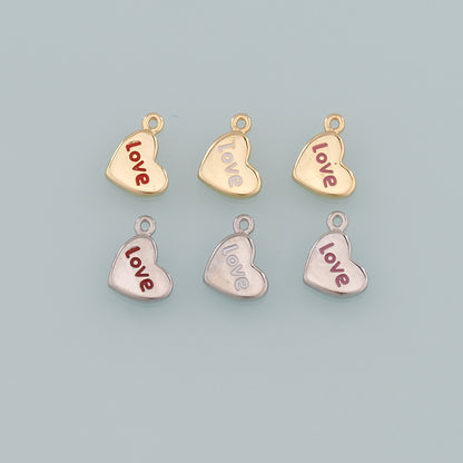 Gold Love Charms,18K Gold Filled Heart Pendant,Enmael Heart Charm Bracelet Necklace for DIY Jewelry Making Supply