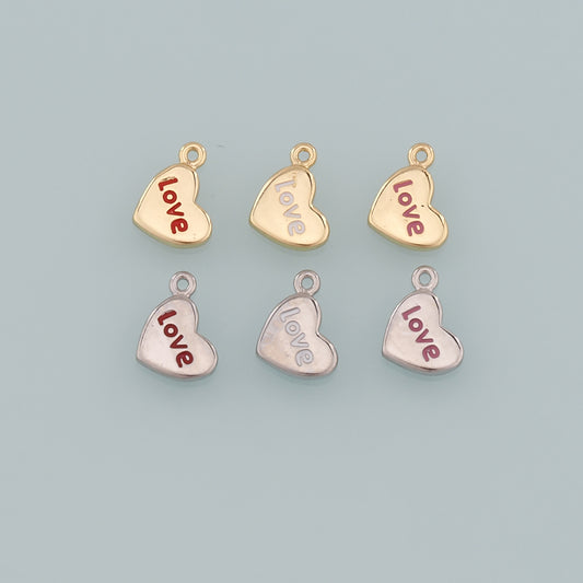 Gold Love Charms,18K Gold Filled Heart Pendant,Enmael Heart Charm Bracelet Necklace for DIY Jewelry Making Supply