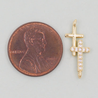 18K Gold Filled Cross Pendant,Cross Charm Bracelet Necklace for DIY Jewelry Making Supply