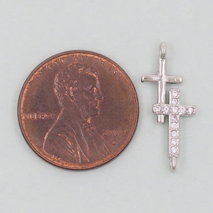 18K Gold Filled Cross Pendant,Cross Charm Bracelet Necklace for DIY Jewelry Making Supply