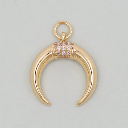 18K Gold Filled Horn Pendant,Horn Charm Bracelet Necklace for DIY Jewelry Making Supply