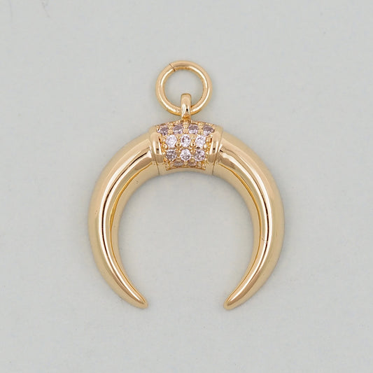 18K Gold Filled Horn Pendant,Horn Charm Bracelet Necklace for DIY Jewelry Making Supply