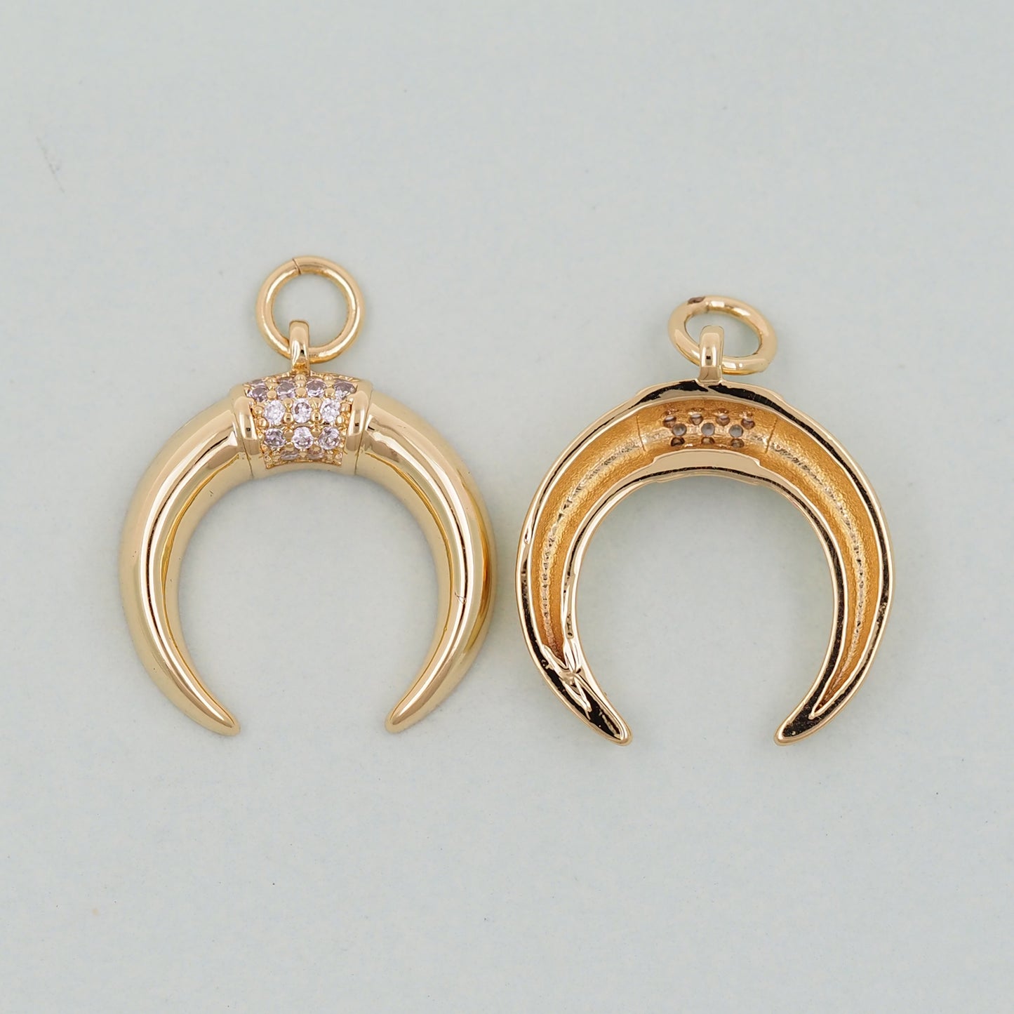18K Gold Filled Horn Pendant,Horn Charm Bracelet Necklace for DIY Jewelry Making Supply