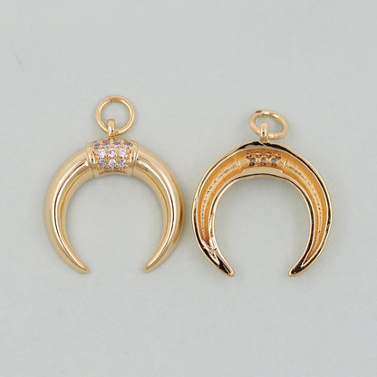 18K Gold Filled Horn Pendant,Horn Charm Bracelet Necklace for DIY Jewelry Making Supply