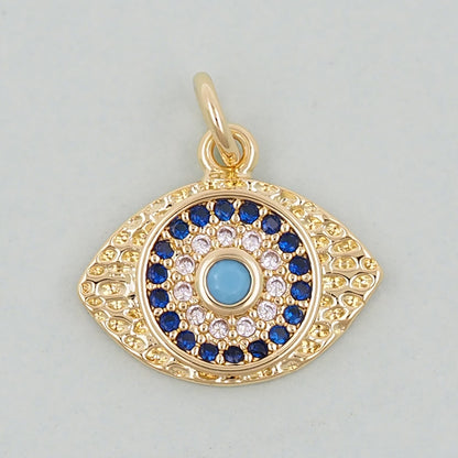 18K Gold Filled Evil Eye Pendant,Evil Eye Charm Bracelet Necklace for DIY Jewelry Making Supply