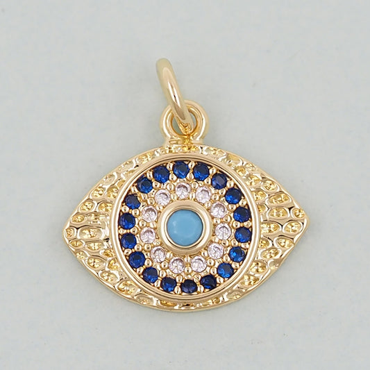 18K Gold Filled Evil Eye Pendant,Evil Eye Charm Bracelet Necklace for DIY Jewelry Making Supply