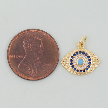 18K Gold Filled Evil Eye Pendant,Evil Eye Charm Bracelet Necklace for DIY Jewelry Making Supply