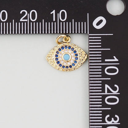 18K Gold Filled Evil Eye Pendant,Evil Eye Charm Bracelet Necklace for DIY Jewelry Making Supply