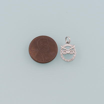 Gold Bird Charms,18K Gold Filled Owl Pendant,CZ Micro Pave Owl Charm Bracelet Necklace for DIY Jewelry Making Supply