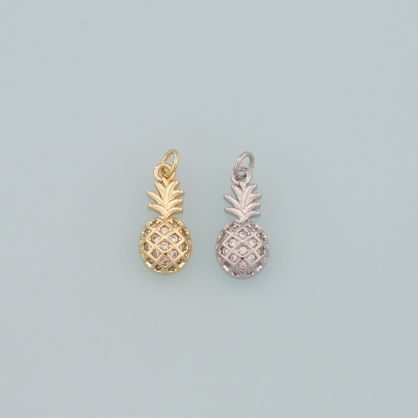 Gold Pineapple Charms,18K Gold Filled Pineapple Pendant,CZ Micro Pave Fruit Charm Bracelet Necklace for DIY Jewelry Making Supply